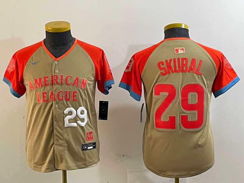Youth Detroit Tigers #29 Skubal Brown All star 2024 Nike MLB Jersey style 5->youth mlb jersey->Youth Jersey